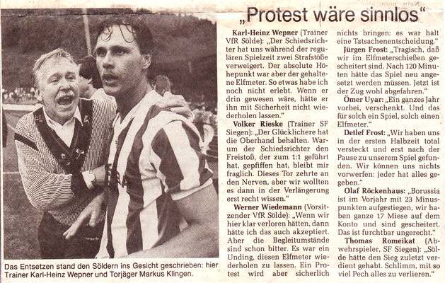 VfR Sölde 1. Mannschaft Aufstiegsspiel in die Oberliga VfR Sölde - SF Siegen