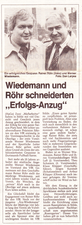 VfR Sölde 1. Mannschaft - Wiedemann und Röhr