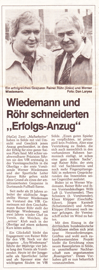 VfR Sölde 1. Mannschaft - Wiedemann und Röhr