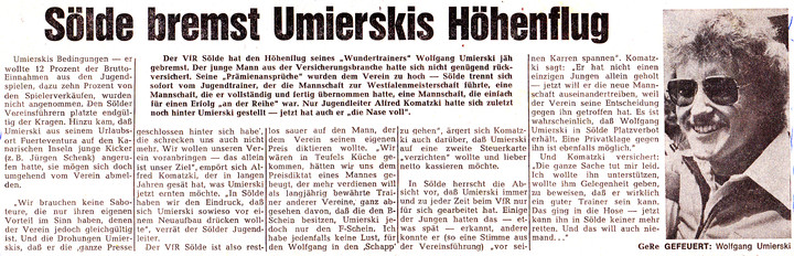 VfR Sölde A-Jugend - Trainerwechsel