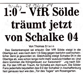 VfR Sölde 1. Mannschaft Verbandsliga VfR Sölde - Iserlohn