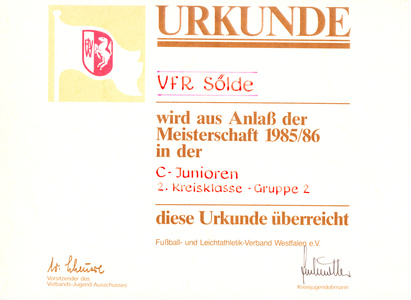 VfR Sölde C-Jugend Kreisklasse 2 Meister