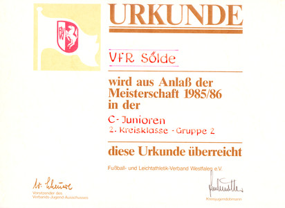 VfR Sölde C-Jugend Kreisklasse 2 Meister