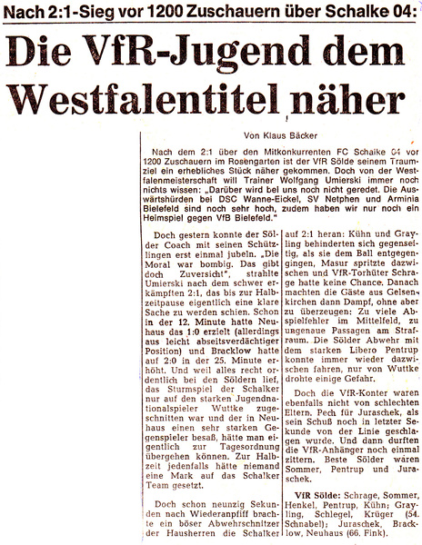 VfR Sölde A-Jugend Westfalenliga - VfR Sölde - FC Schalke 04