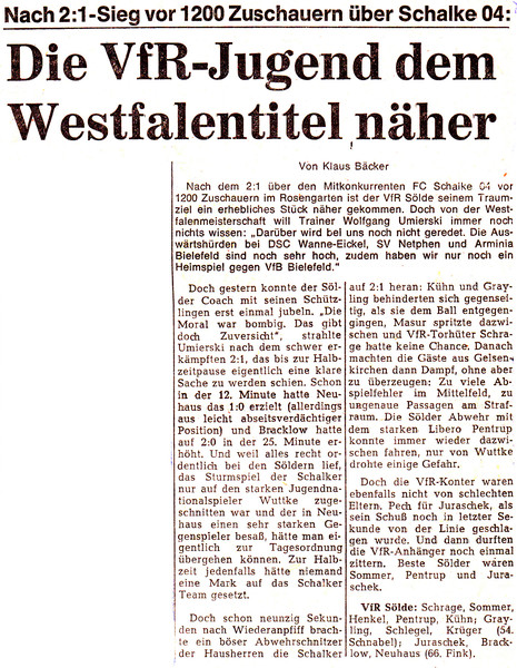 VfR Sölde A-Jugend Westfalenliga - VfR Sölde - FC Schalke 04