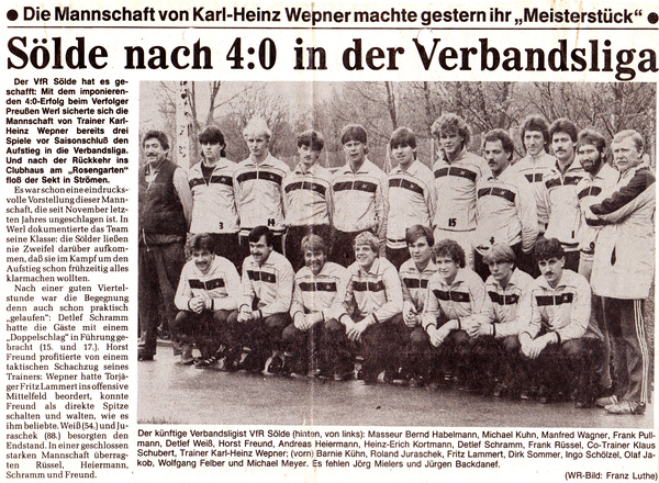 VfR Sölde 1. Mannschaft - Aufstieg in die Verbandsliga
