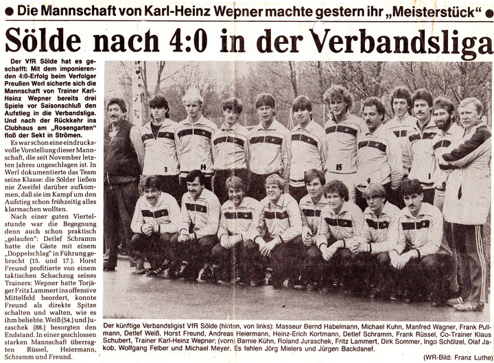 VfR Sölde 1. Mannschaft - Aufstieg in die Verbandsliga