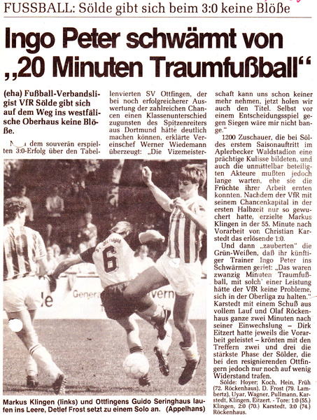 VfR Sölde 1. Mannschaft Verbandsliga VfR Sölde - SV Ottfingen