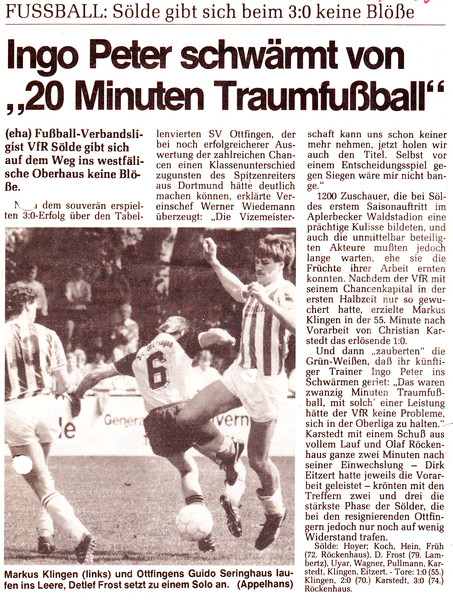 VfR Sölde 1. Mannschaft Verbandsliga VfR Sölde - SV Ottfingen