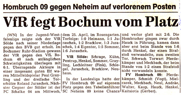 VfR Sölde A-Jugend Westfalenliga - VfL Bochum - VfR Sölde
