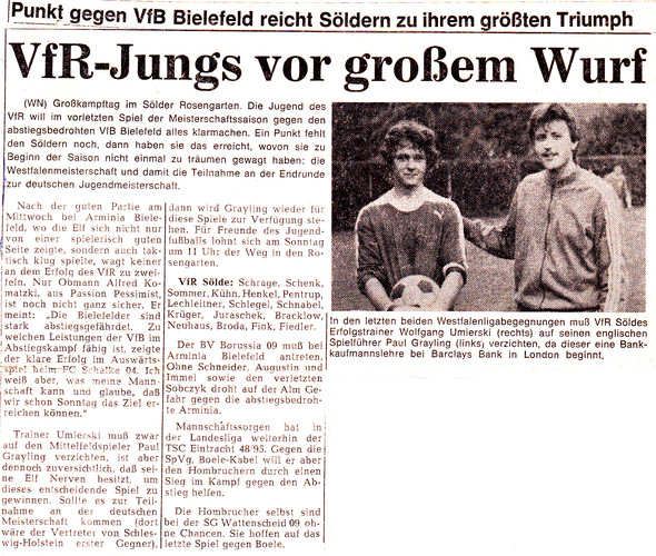 VfR Sölde A-Jugend Westfalenliga - VfR Sölde - VfB Bielefeld