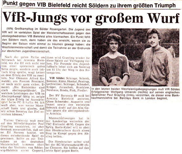 VfR Sölde A-Jugend Westfalenliga - VfR Sölde - VfB Bielefeld