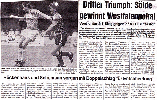VfR Sölde 1. Mannschaft Westfalenpokal VfR Sölde - FC Gütersloh