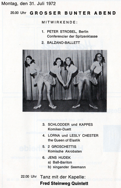 31. Juli 1972  -  Zeltfest 50 Jahre VfR Sölde - Programm
